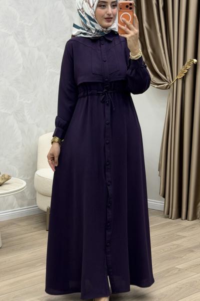 Yüsra Elbise Koyu Mor