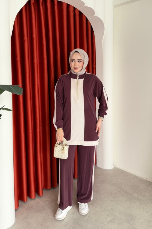 Aynur Pantolon Takım Mürdüm