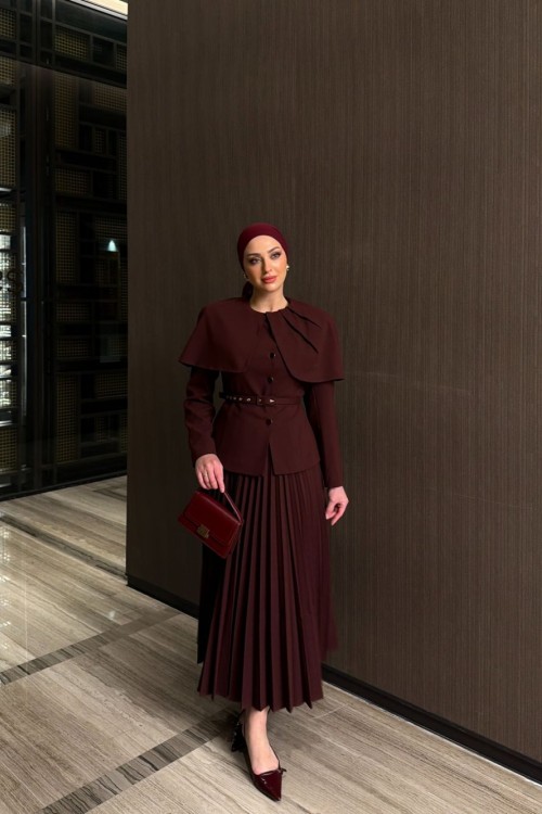 Ayza Etekli Takım Bordo