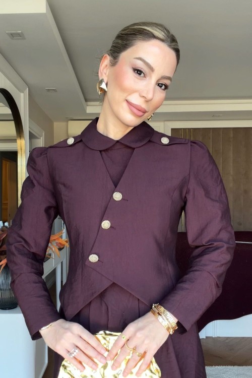 Birsen Elbise Takım Mürdüm