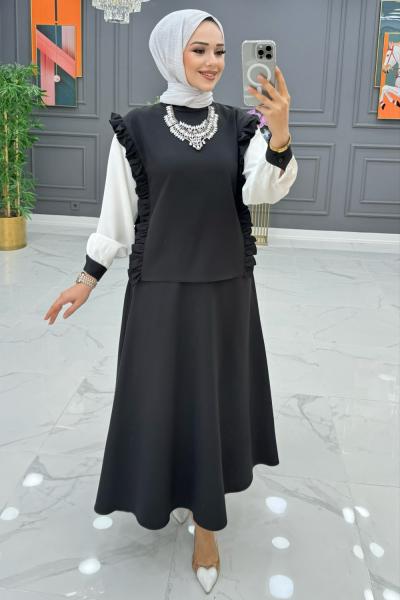 BTK SAMİRA ETEKLİ TAKIM 6532  SİYAH