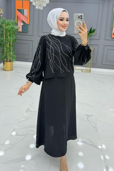 BTK ŞERİFE ETEKLİ TAKIM 6581 SİYAH