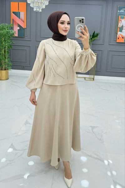 BTK ŞERİFE ETEKLİ TAKIM 6581 BEJ