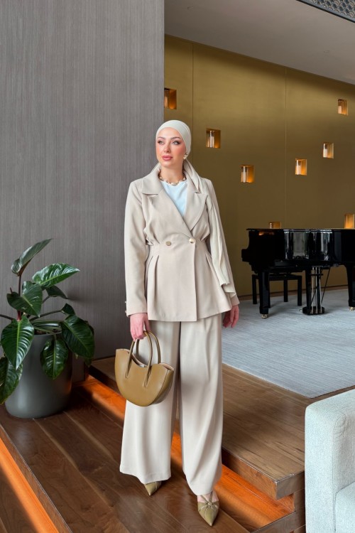 Çimen Pantolon Takım Krem