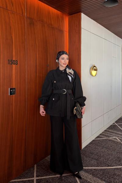 Emine Pantolonlu Takım Siyah