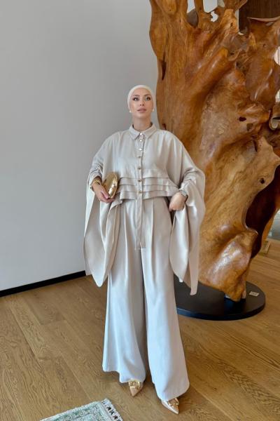 Esra Pantolonlu Takım Krem