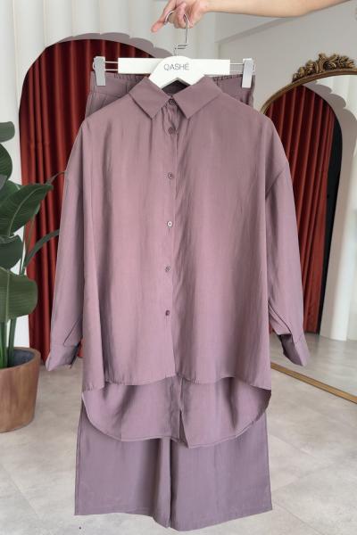 Figen Pantolonlu Takım Kahverengi