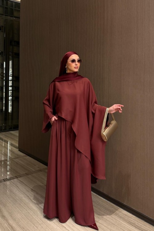 Gamze Pantolon Takım Bordo