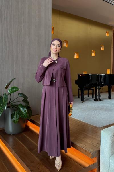 Gülsüm Elbise Takım Mürdüm