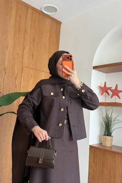 Hale Elbise Takım Kahve