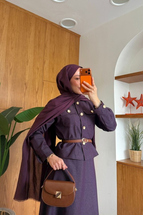 Hale Elbise Takım Mürdüm