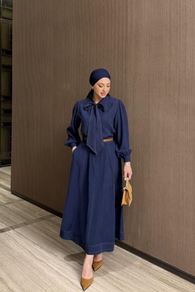 Hasibe Etekli Takım Koyu Mavi