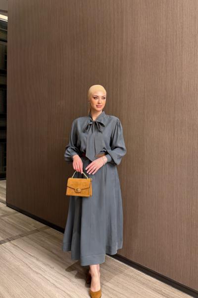 Hasibe Etekli Takım Mint Gri