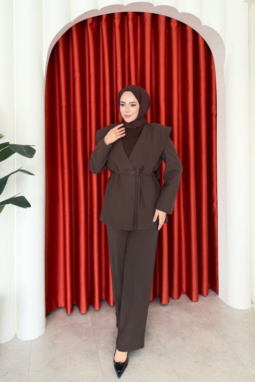 Hira Pantolon Takım Kahve