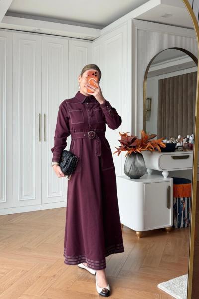 İlke Trenç Elbise Bordo