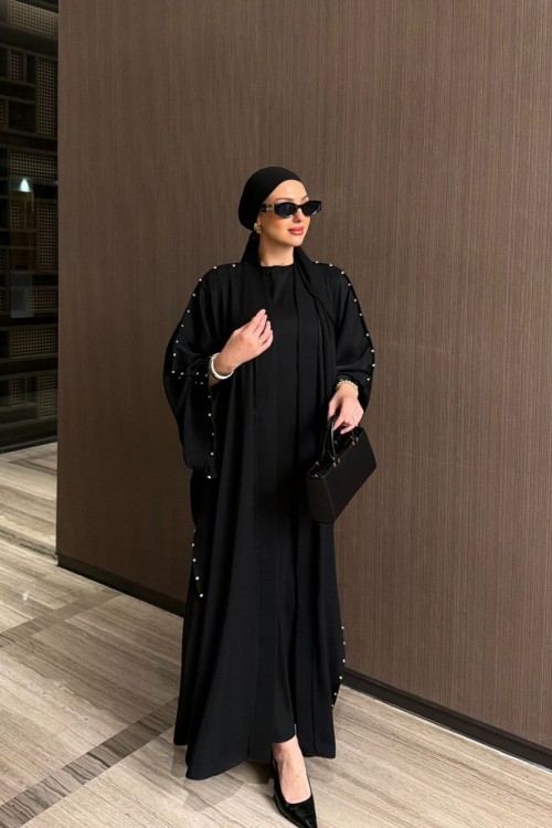 İnci Abaya Takım Siyah