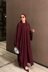 İnci Abaya Takım Bordo