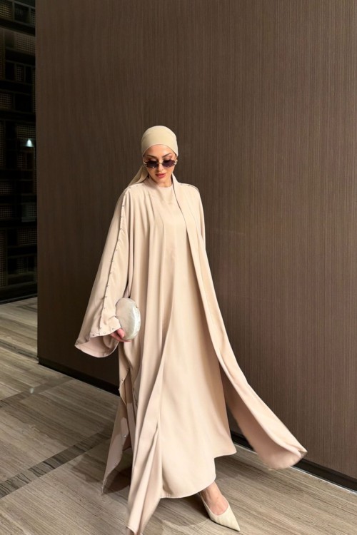İnci Abaya Takım Bej