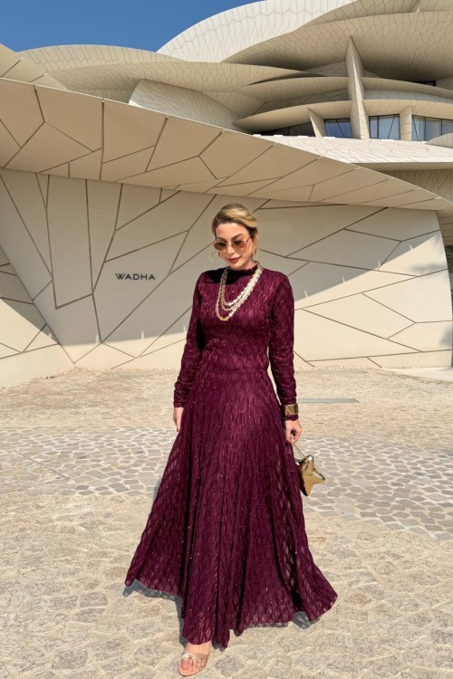 İpek Elbise Mürdüm