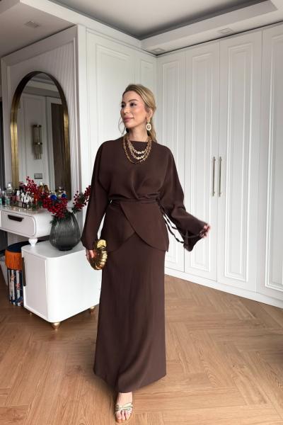 Müge Etek Takım Kahverengi