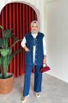 Nermin 3 lü Pantolonlu Takım Koyu Mavi