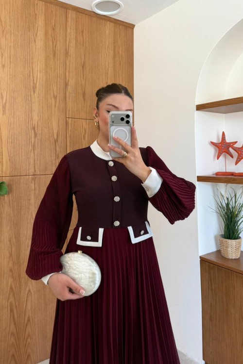 Rukiye Elbise Bordo