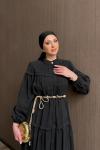 BTK AFİFE ELBİSE  6611  SİYAH