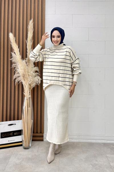 Serra Triko Elbise Beyaz