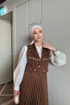 Btk aleyna triko elbise 6340 kahverengi