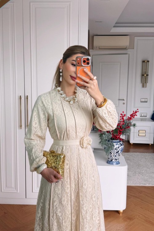 Sümbül Elbise Krem