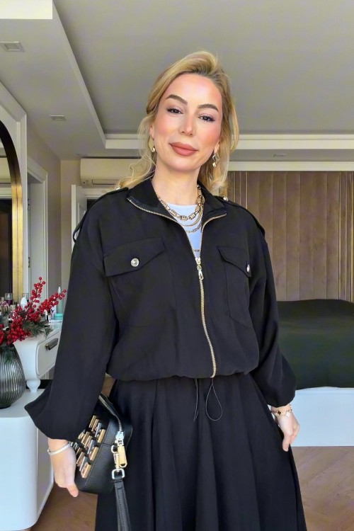 Sümeyra Etekli Takım Siyah