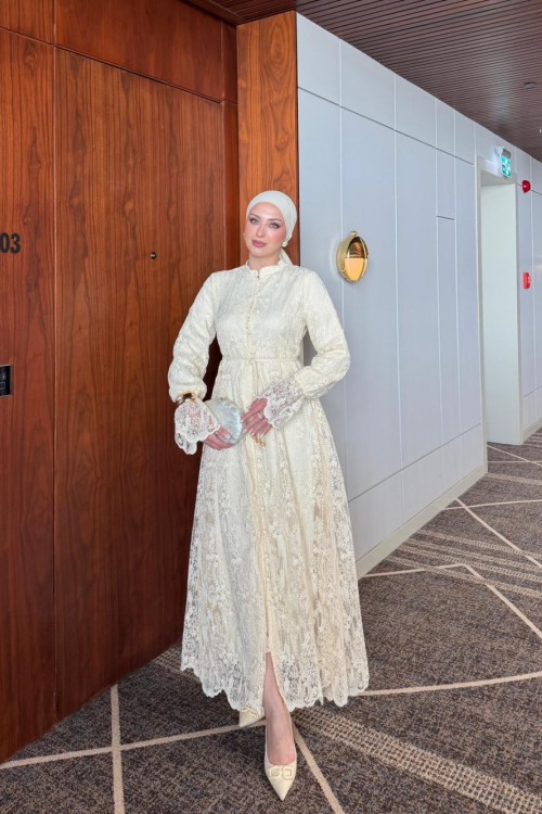 Vesile Elbise Ekru