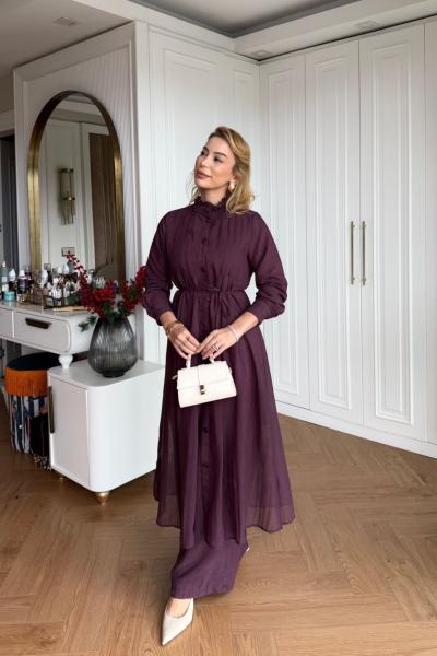 Yade Pantolon Takım Mürdüm