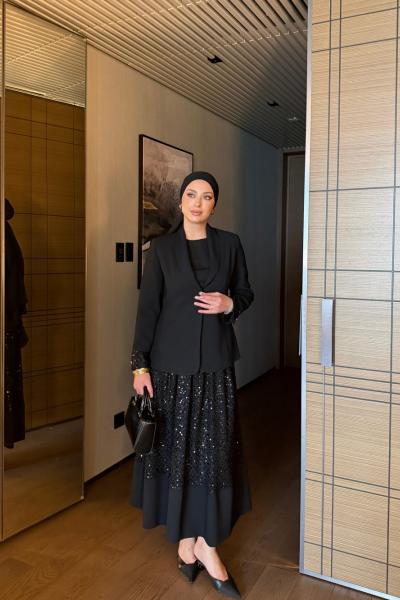 Yasemin Etekli Takım Siyah