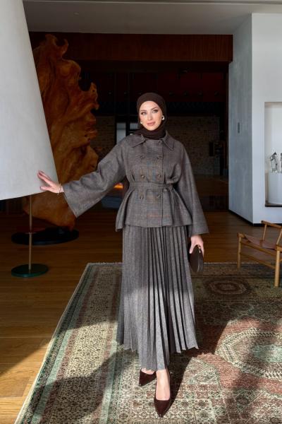 Zübeyde Acı Kahve Etekli Takım