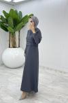 Antrasit Hasibe Elbise Takım Tesettür Giyim