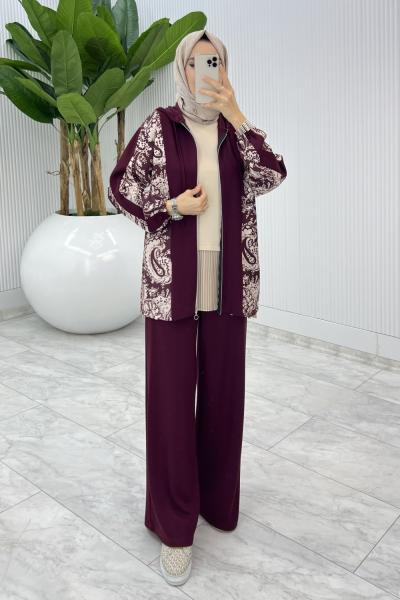 Bordo Çiğdem Oysho Takım Tesettür Giyim