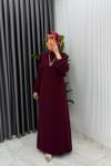 Bordo Eylül Elbise Premıum Tesettür Giyim