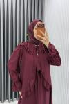 Bordo Mehtap Etek Takım Tesettür Giyim Çilek Kumaş