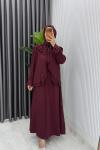 Bordo Mehtap Etek Takım Tesettür Giyim Çilek Kumaş