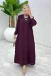 Bordo Premıum Melek Abaya Takım Tesettür Giyim