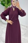 Bordo Premium Lal Ferace Elbise Tesettür Giyim