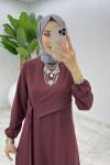 Bordo Premıum Seçil Elbise Tesettür Giyim