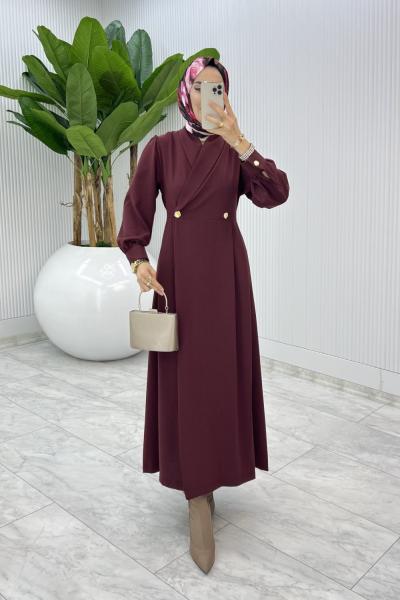 Bordo Semra Ferace Elbise Tesettür Giyim