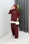 Bordo  Zeyzey Takım Tesettür Giyim