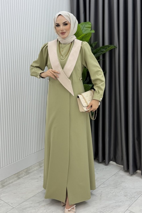 Çağla Yeşim Uzun Ceket Kap Ferace Tesettür Giyim