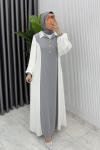 Gri Premıum  Aden ELbise Tesettür Giyim