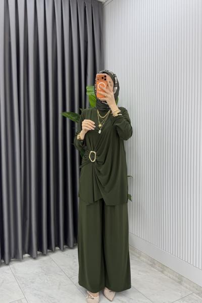 Haki Figen Pantolon Takım Tesettür Giyim