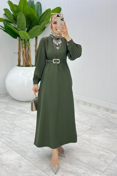 Haki Kalem Elbise Tesettür Giyim