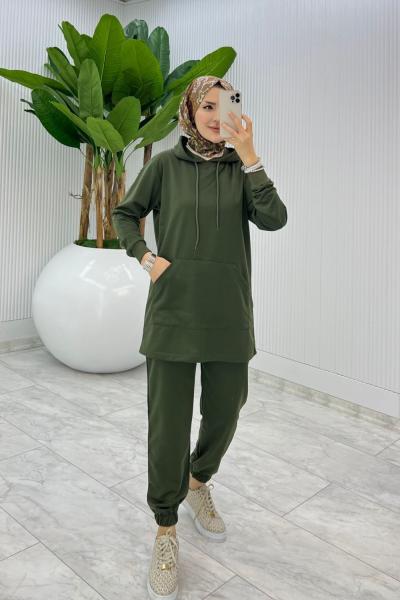 Haki Mine Takım Tesettür Giyim